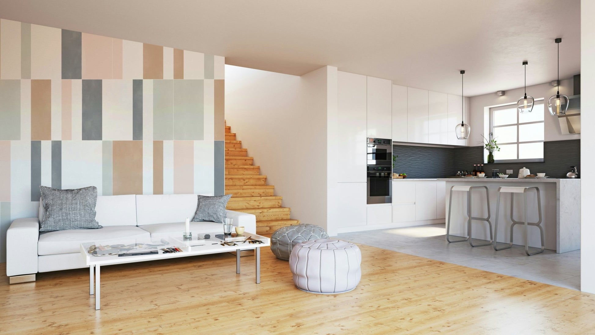 Stylish pastel tile pattern mural for your walls.

