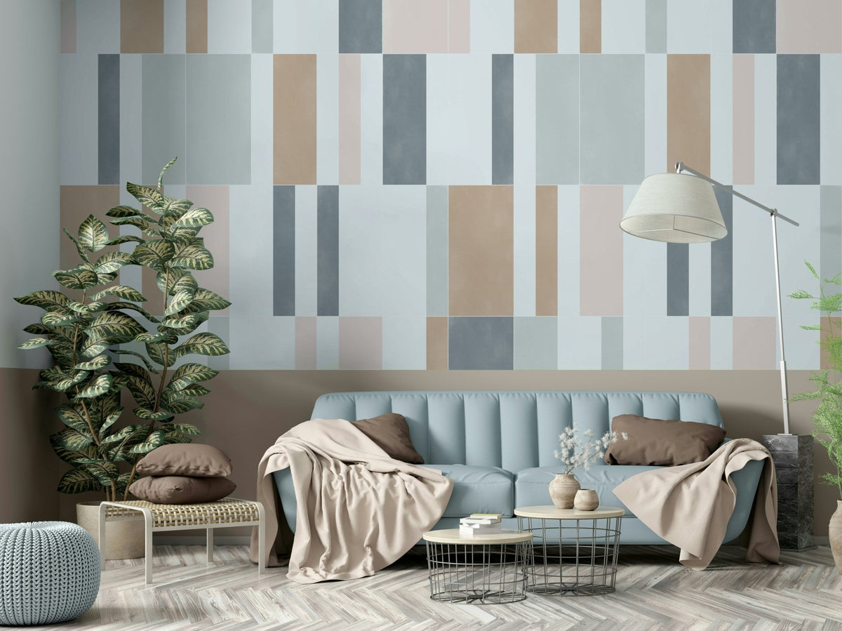 Soft pastel tiles wall mural for a peaceful vibe., GD1931