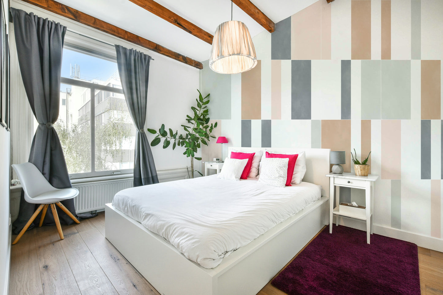 Serene muted pastel tile wall mural for home decor.

