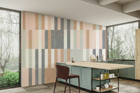 Timeless pastel tile mural in calming muted tones.

