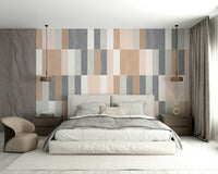 Subtle pastel tile pattern mural for home decor.

