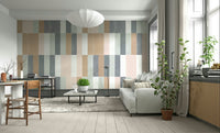 Elegant muted pastel tiles mural for stylish interiors.

