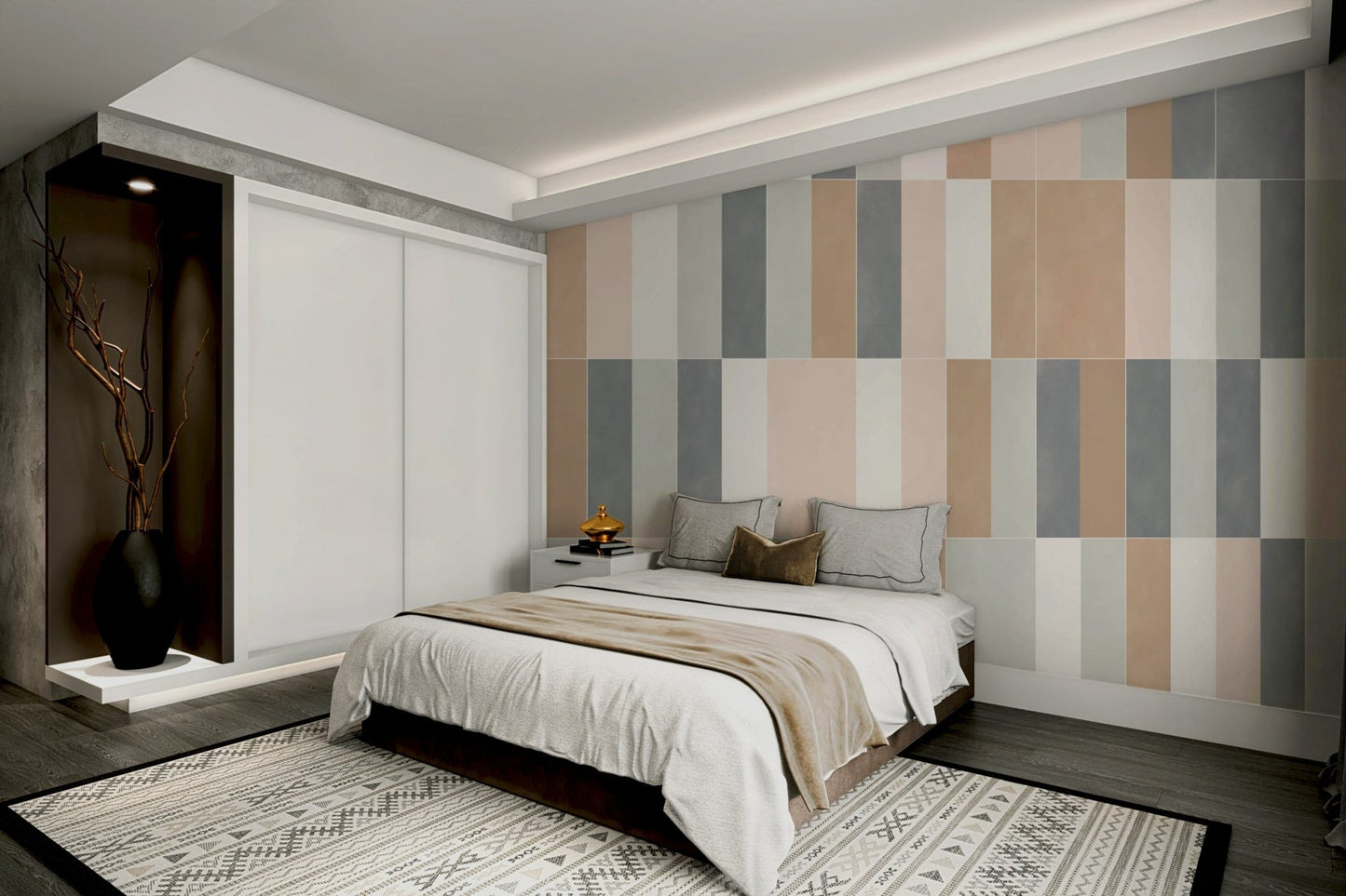 Soft pastel tile design wall mural for modern spaces.

