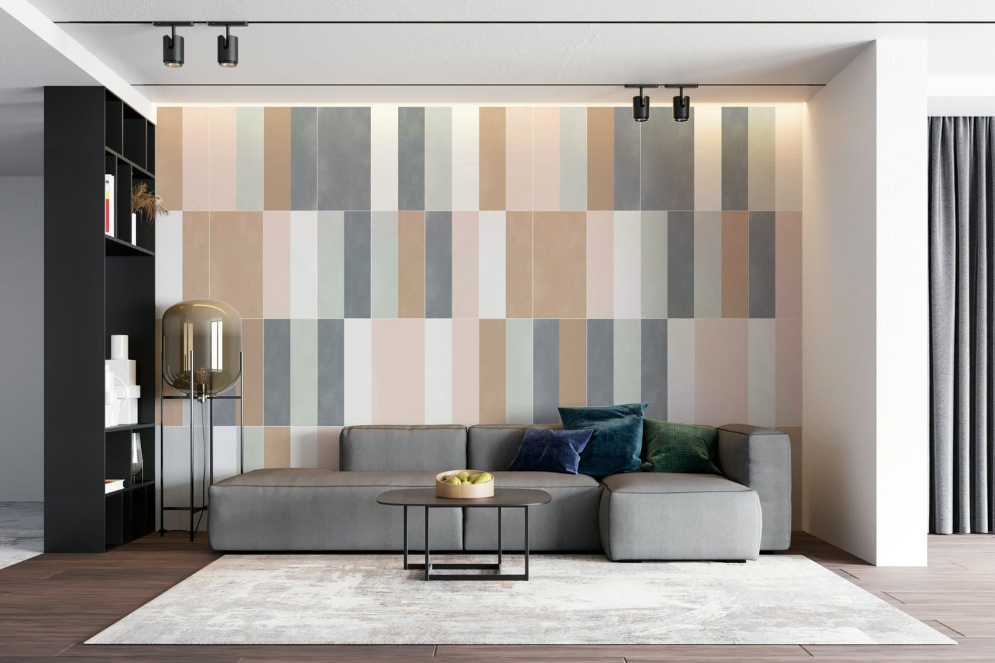 Calm and soothing pastel tile wall mural for interiors.

