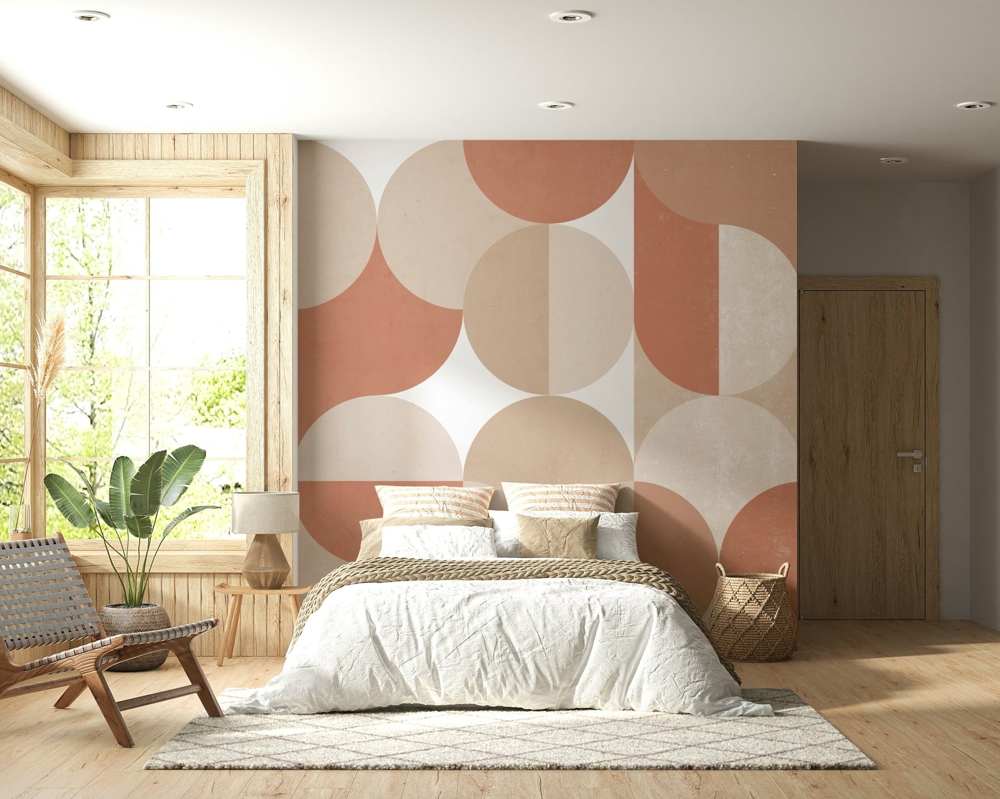 A beautiful modern art wall mural of delicate lines.
