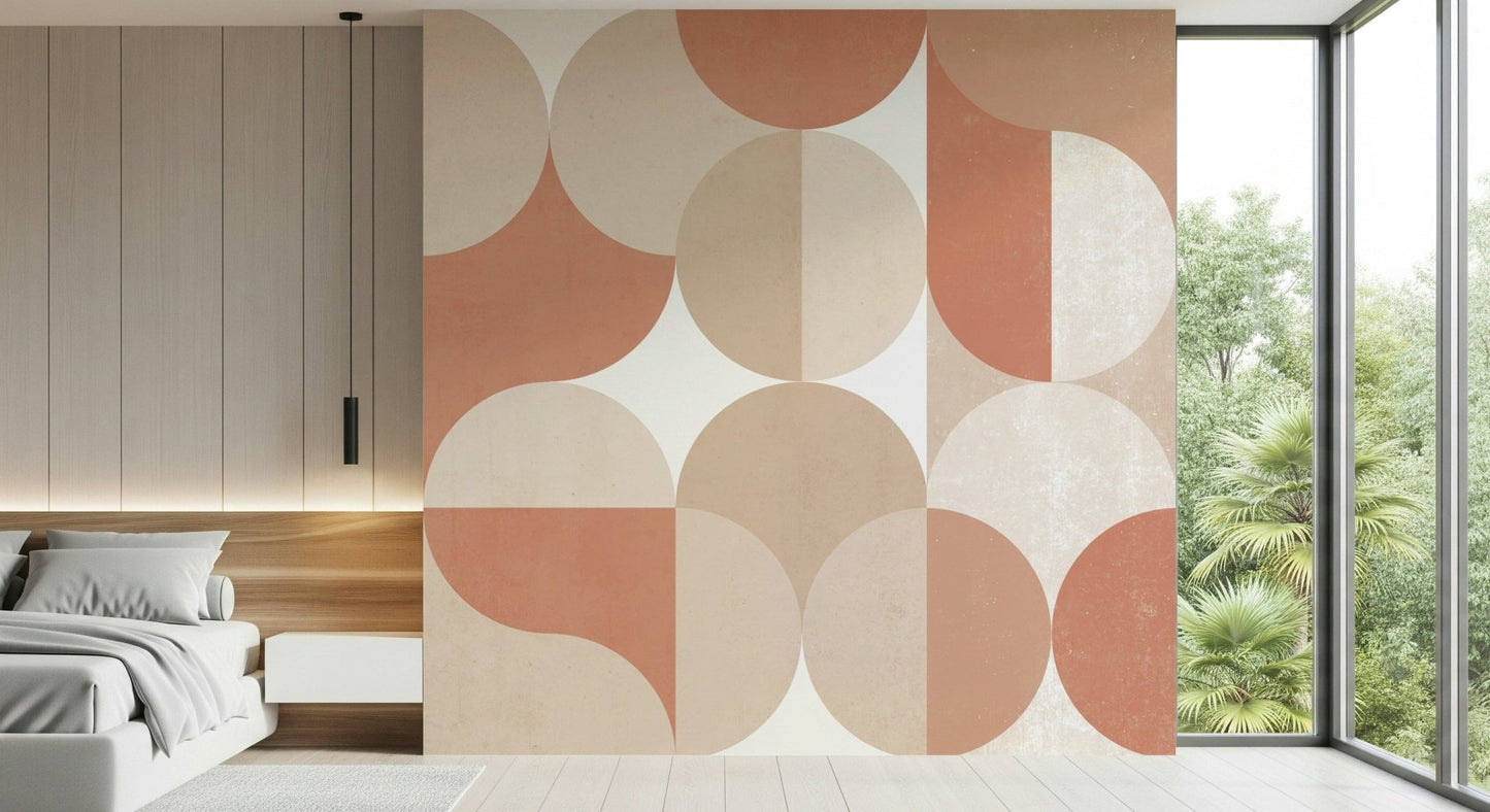 A graceful subtle pattern wall mural in warm, natural tones.