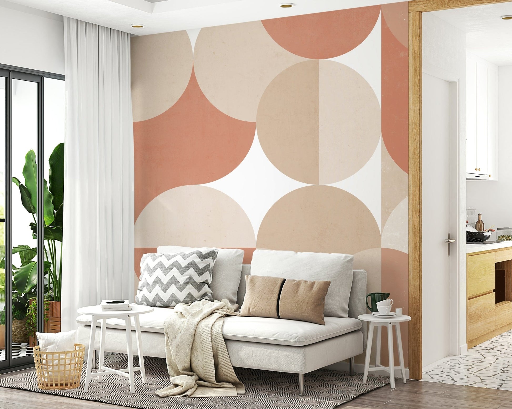 A contemplative gentle design wallpaper mural for a feature wall.