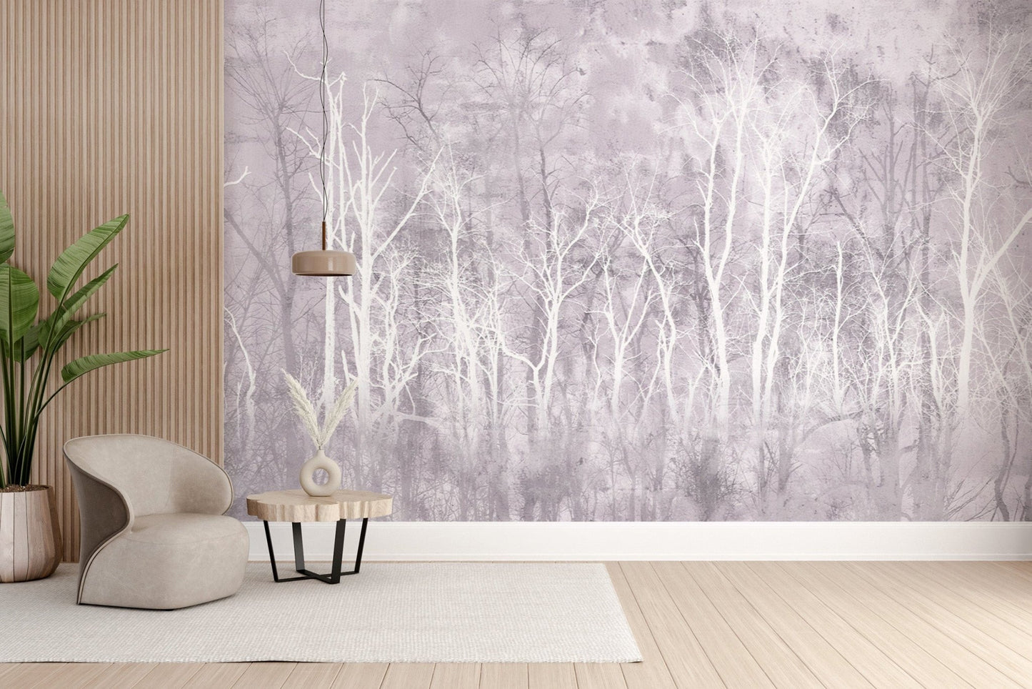 Soft Neutral Tree Wallpaper for Walls
