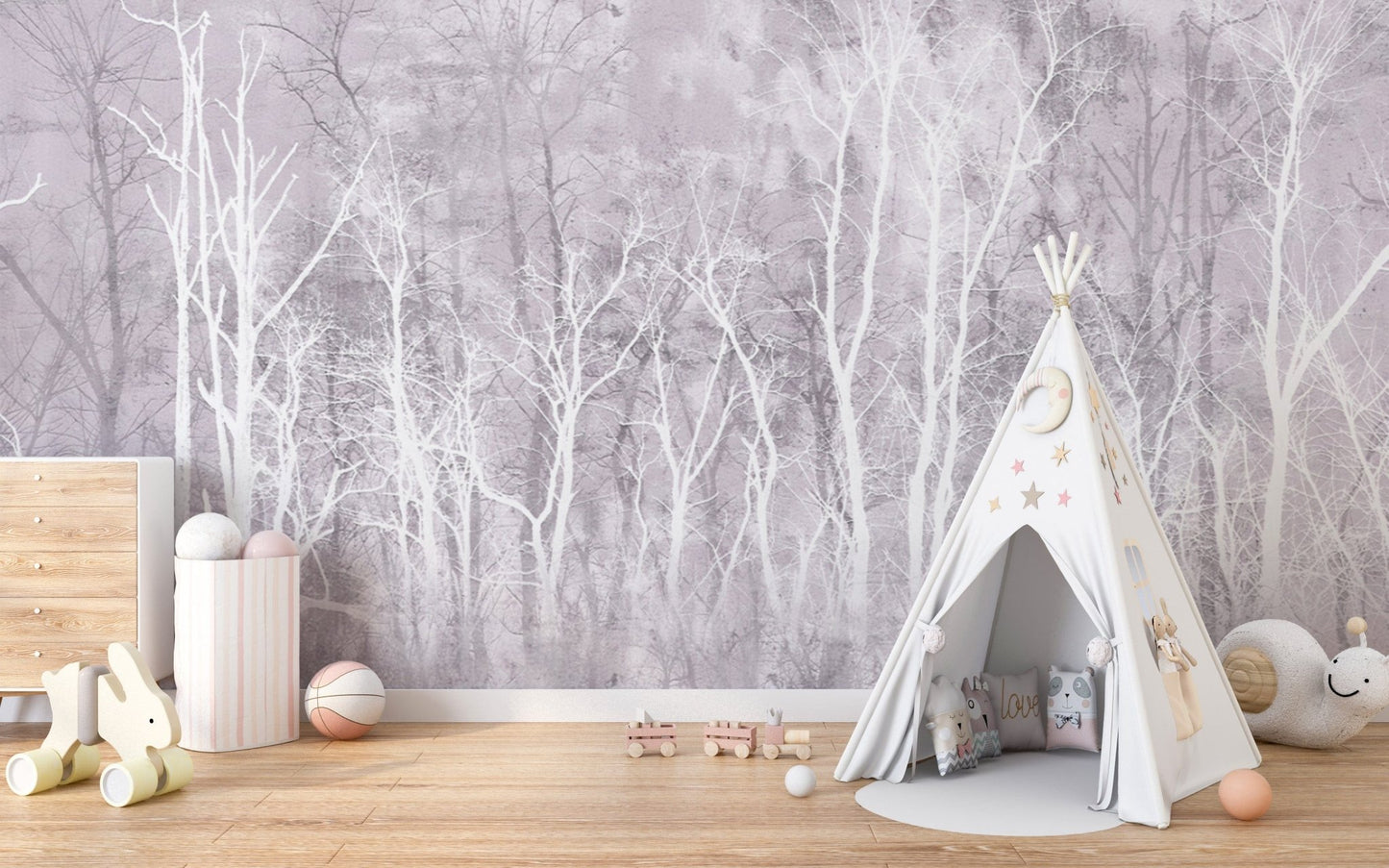 Delicate Woodland Silhouette Wall Covering
