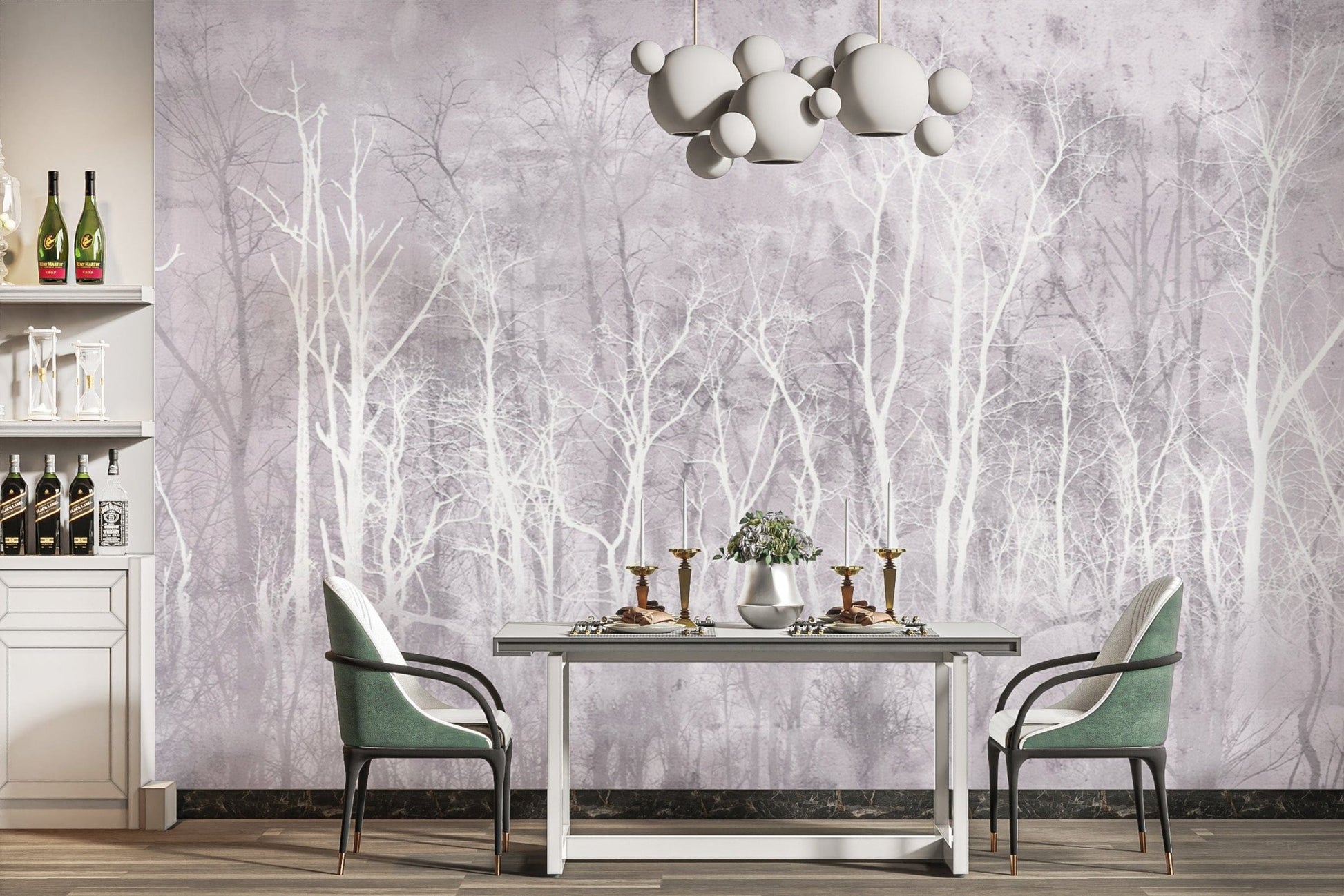 Subtle Forest Silhouette Wall Design
