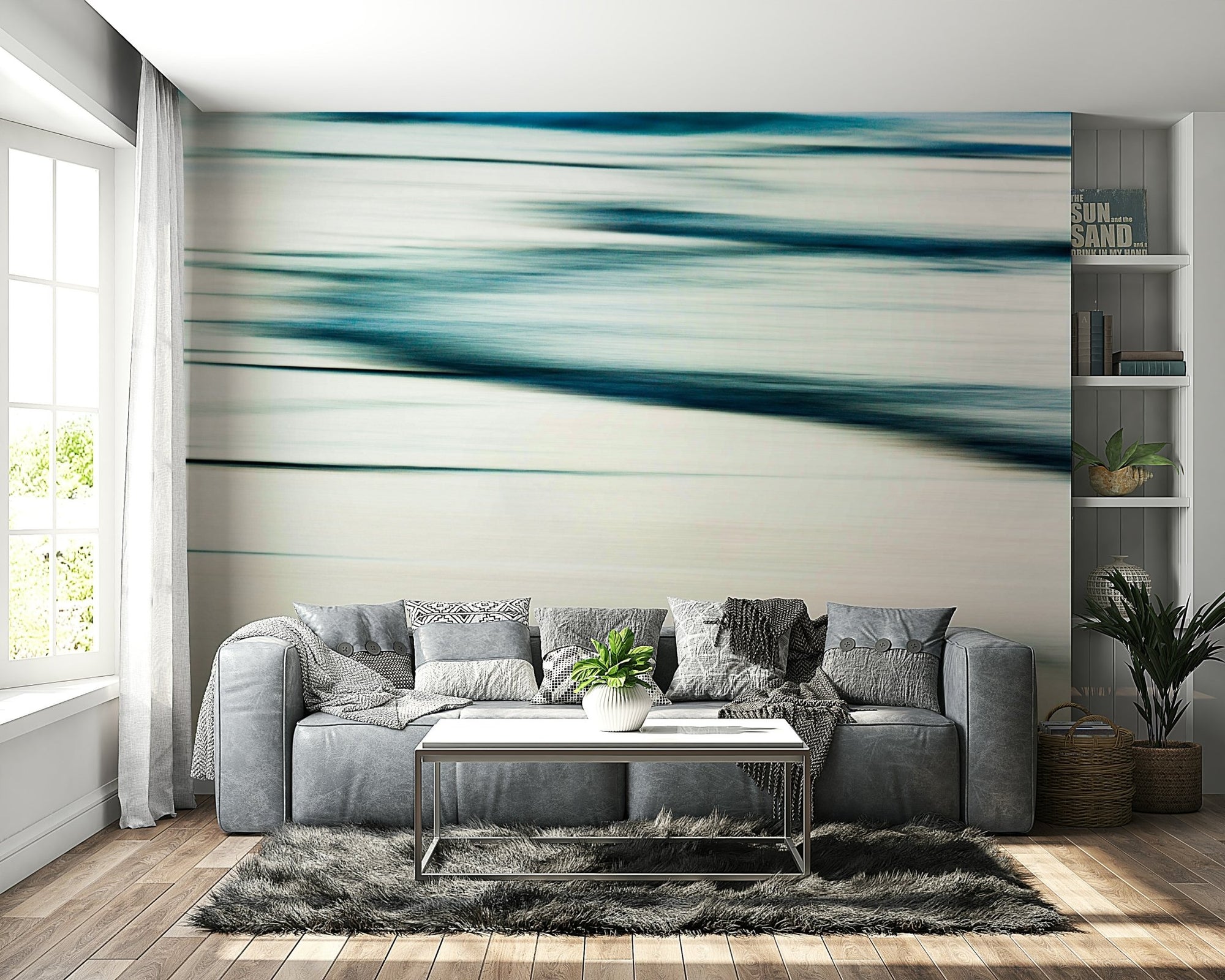 My bleeding heart / Soul of the ocean Wall Mural with streaked blue seascape GD4898

