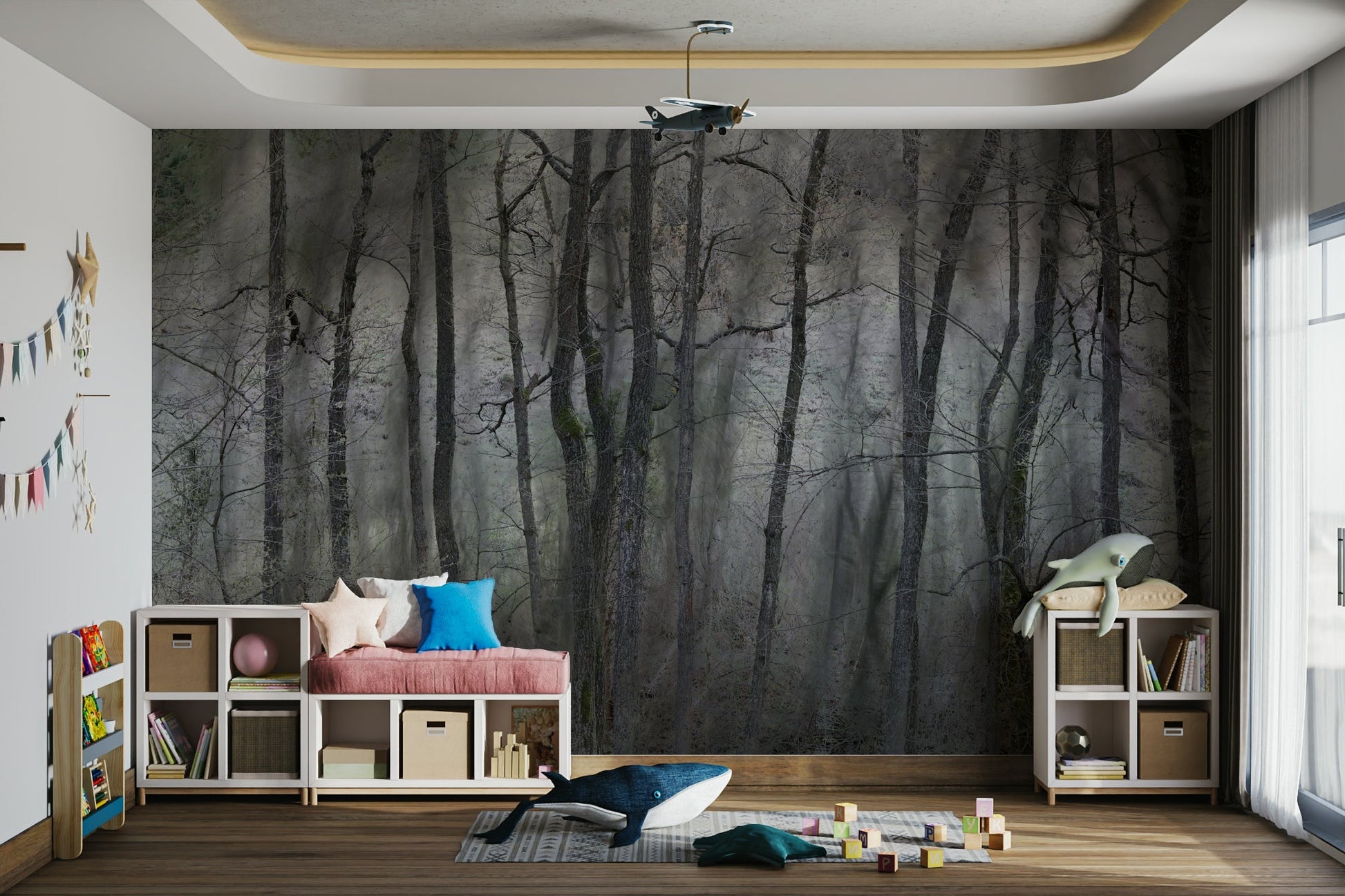 Suitable for a living room, study, or a nature-inspired, calming, contemplative interior.
