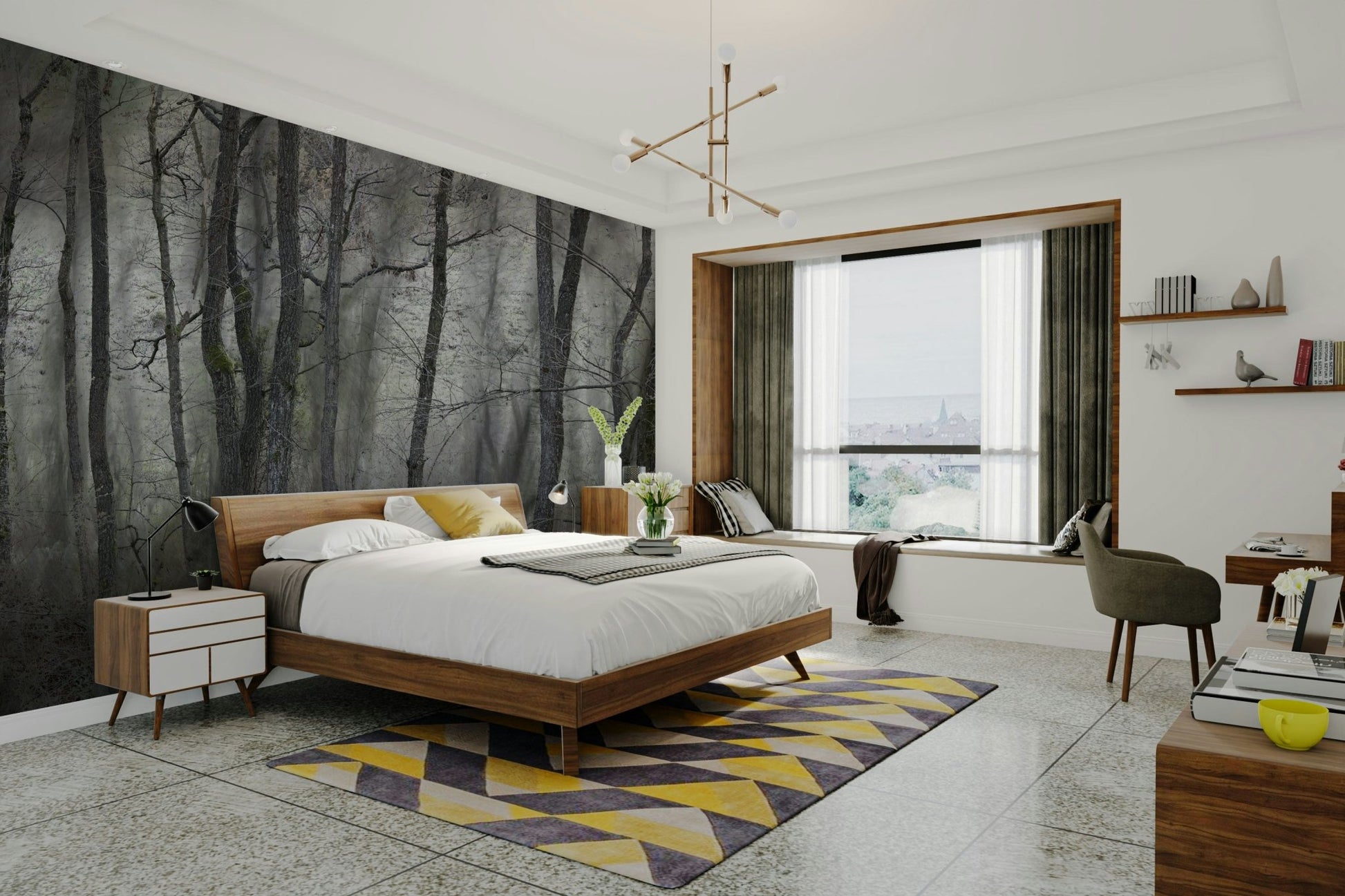 The mural covers a significant wall area, creating an immersive view.
