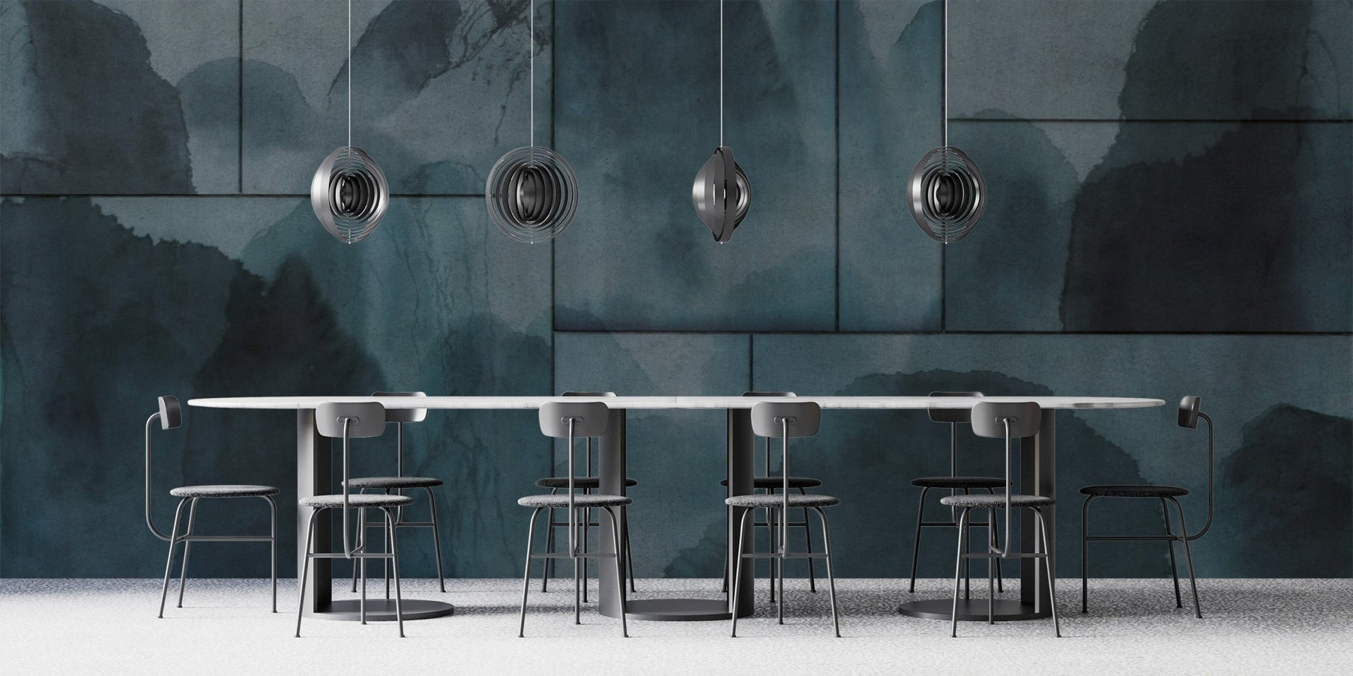 Watercolor Foggy Mountain Wall Covering
