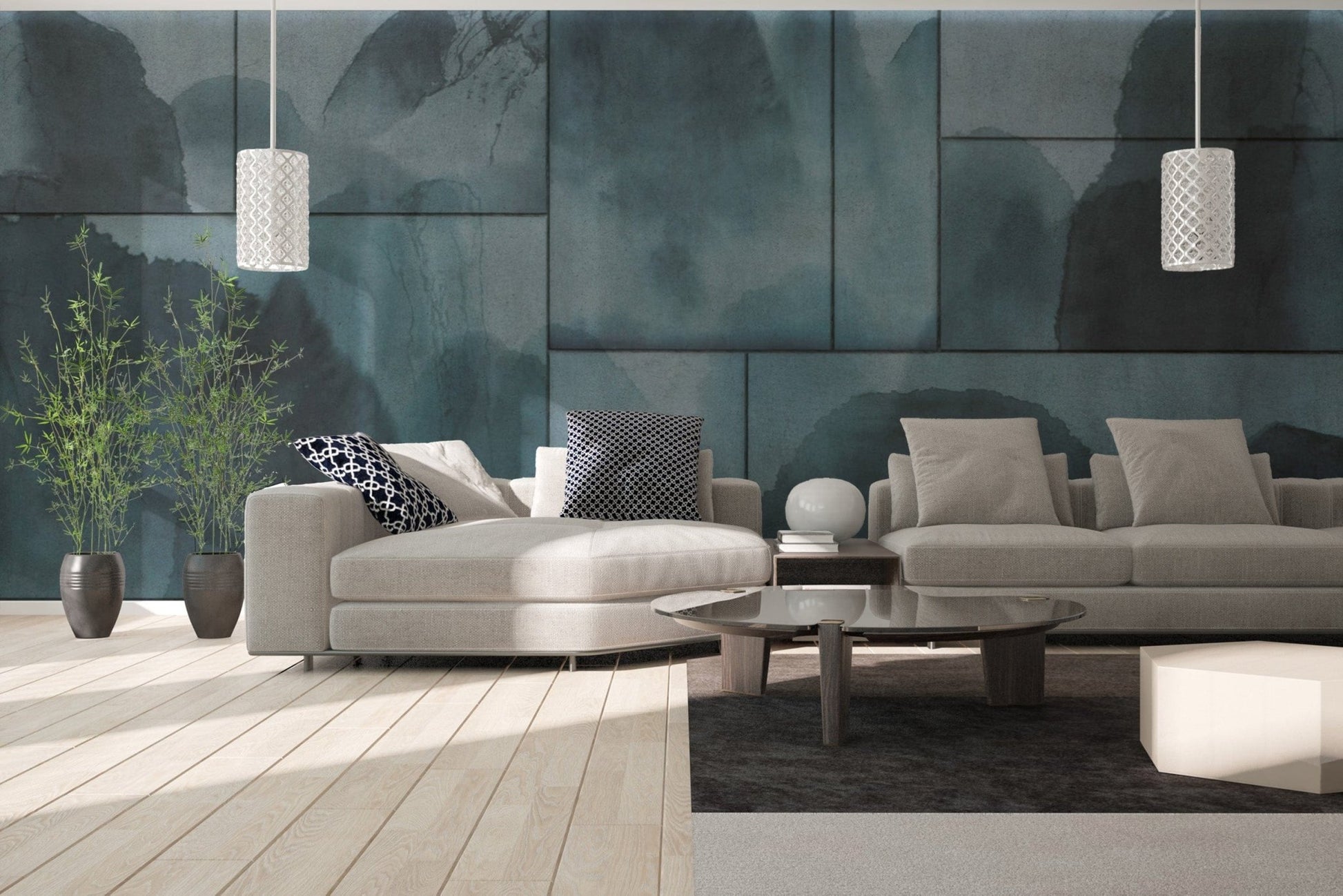 Abstract Watercolor Mountain Scene Wallpaper
