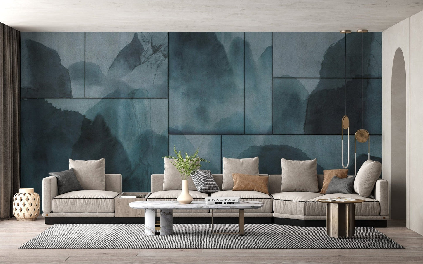 Soft Hazy Mountain View Wall Mural

