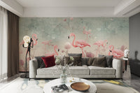 Tropical Flamingo Dreamscape Mural C191
