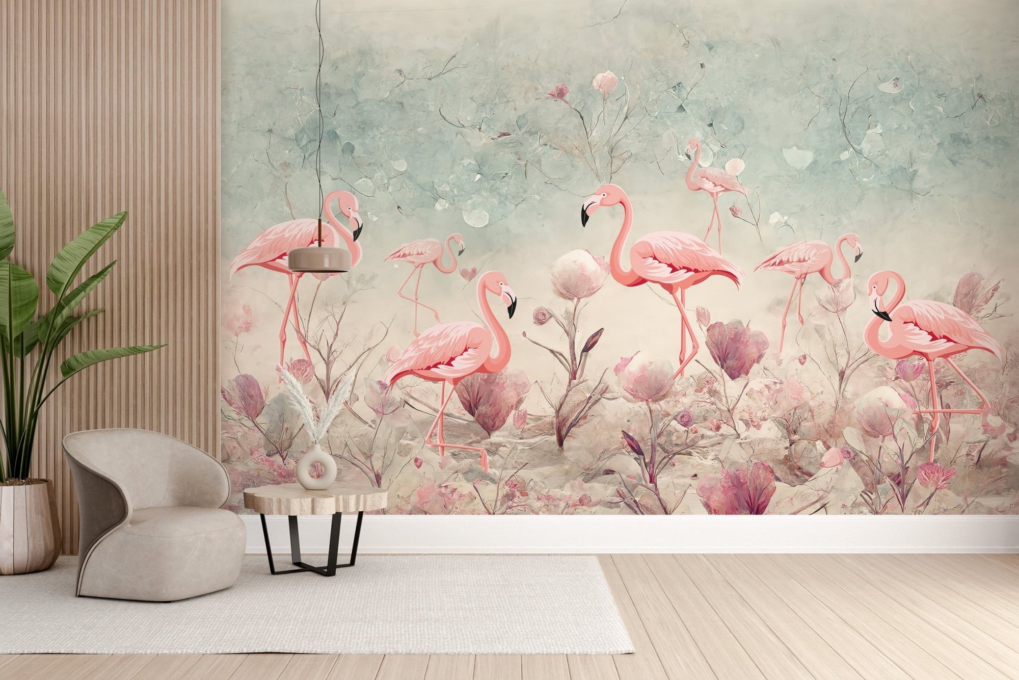 Enchanted Flamingo Forest Wallpaper C191
