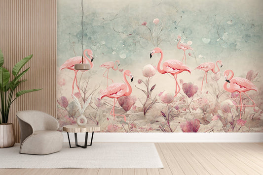 Enchanted Flamingo Forest Wallpaper C191
