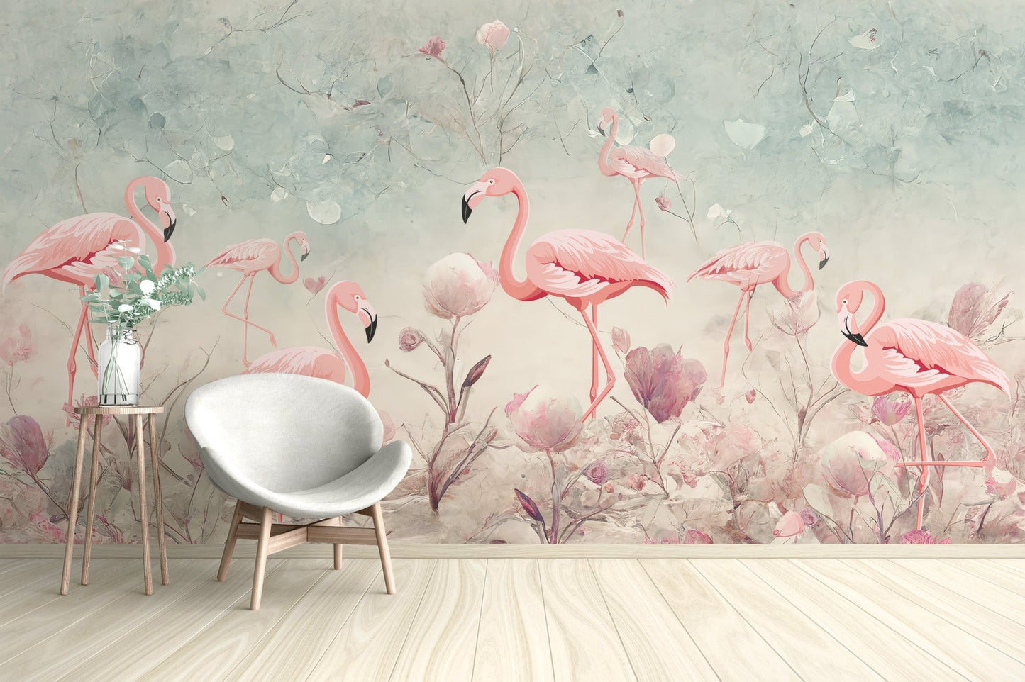 Elegant Flamingo Fantasy Wall Mural C191
