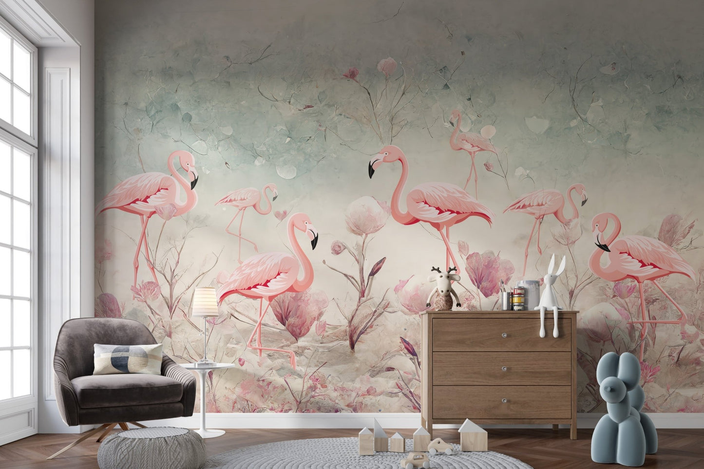 Serene Pink Flamingo Grove Wallpaper C191
