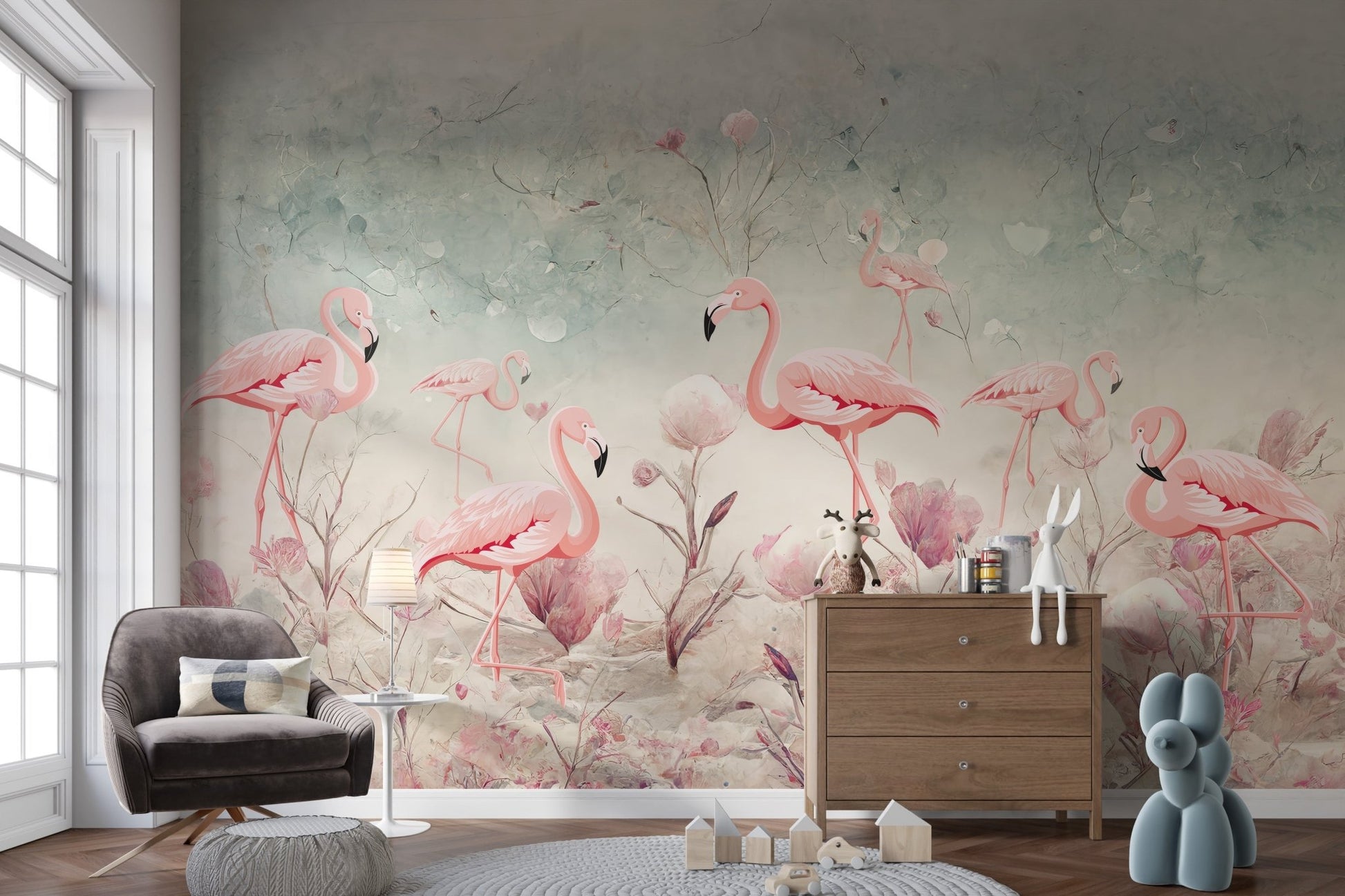Serene Pink Flamingo Grove Wallpaper C191
