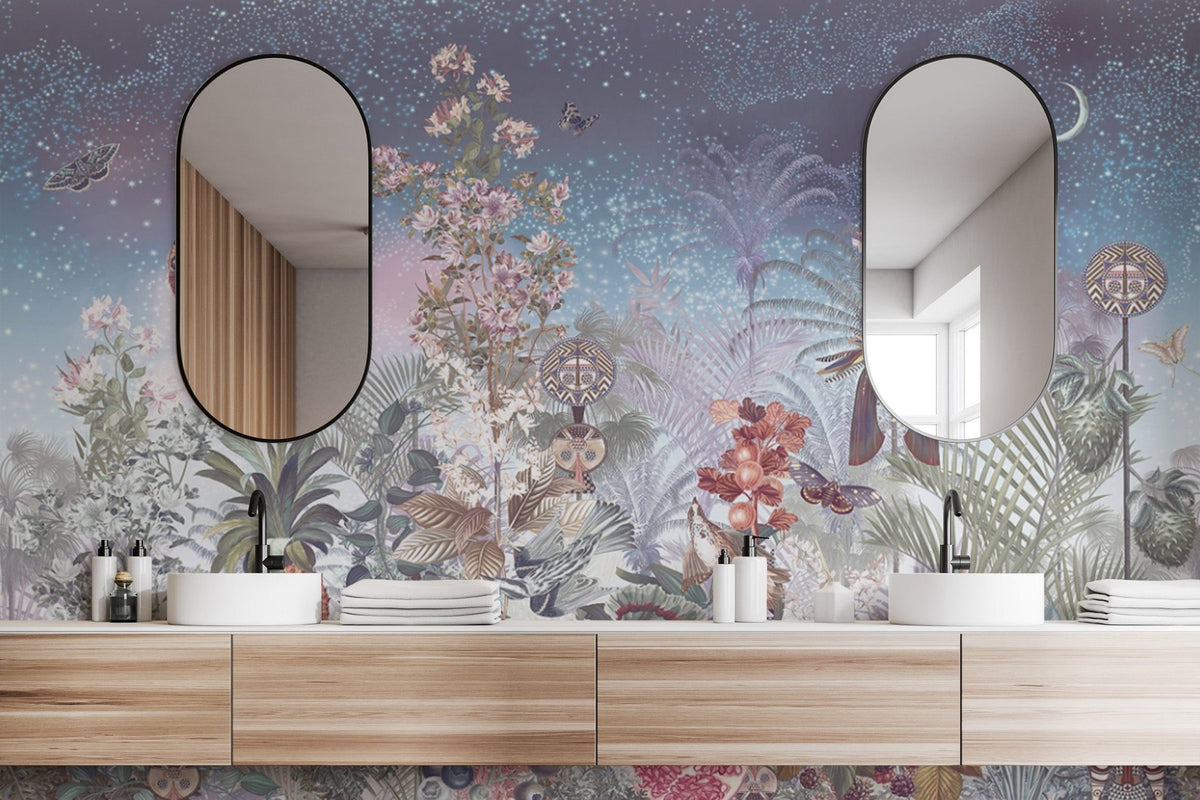 Mystic garden wallpaper mural with flowers B501