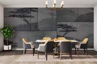 Foggy Grey Mountain Scene Wall Mural
