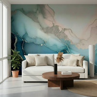 Subtle crystalline texture of the impressive Mystic Mineral Layers Turquoise Wall Mural.
