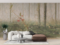 Foggy tropical forest wallpaper mural
