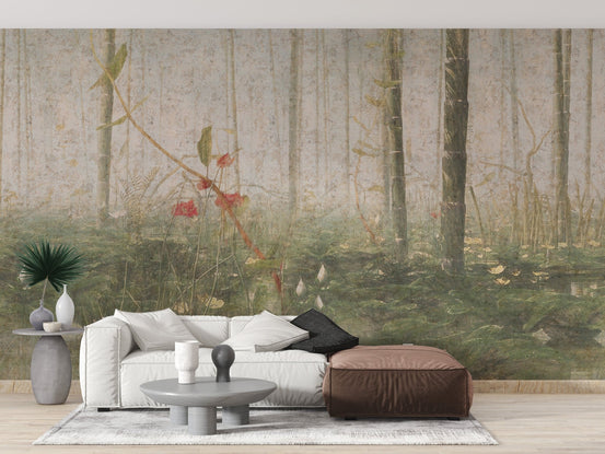 Foggy tropical forest wallpaper mural A404
