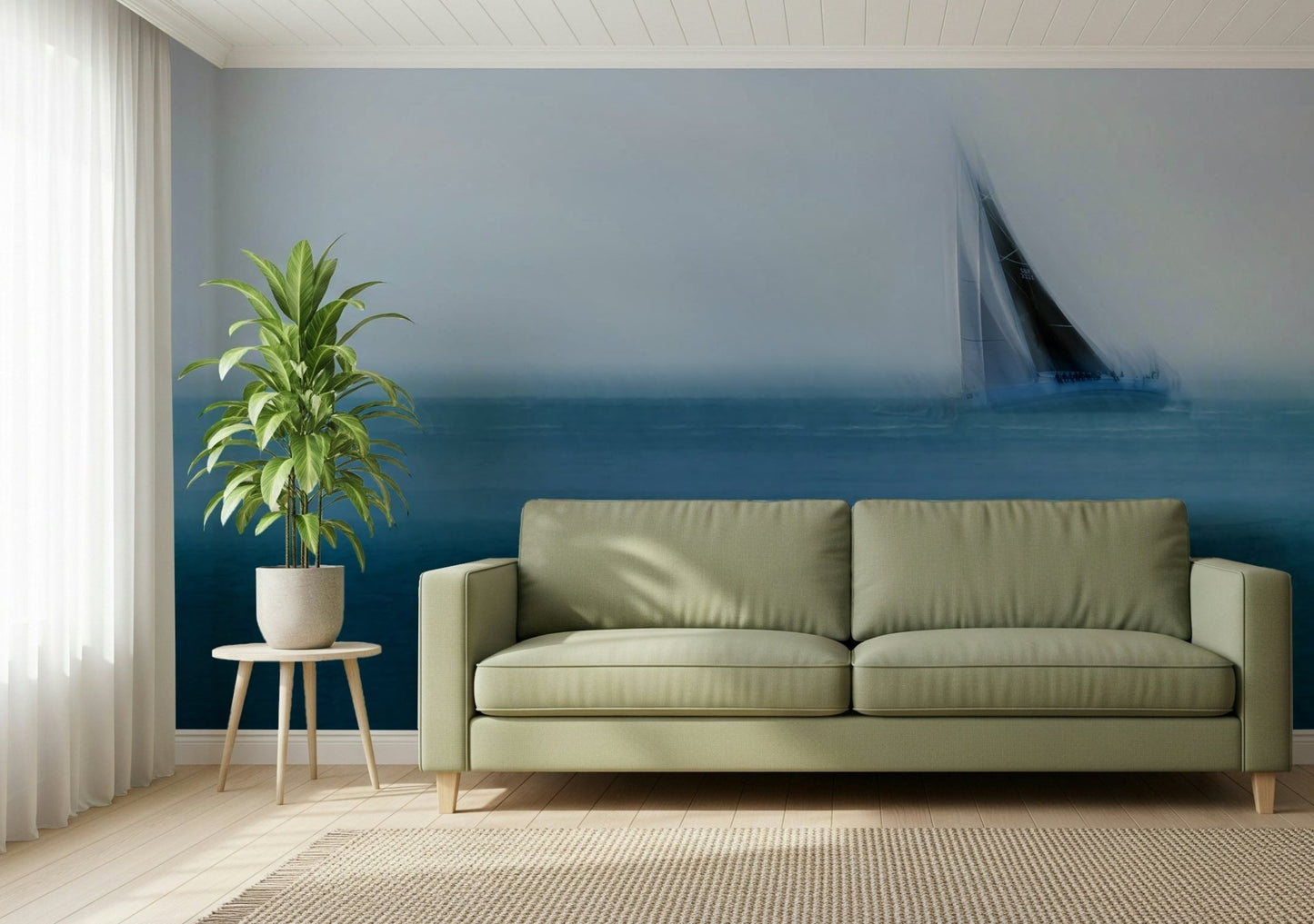 A contemplative gentle wave wallpaper mural for a feature wall.