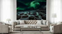 A calming underwater design wallpaper mural that defines a space.