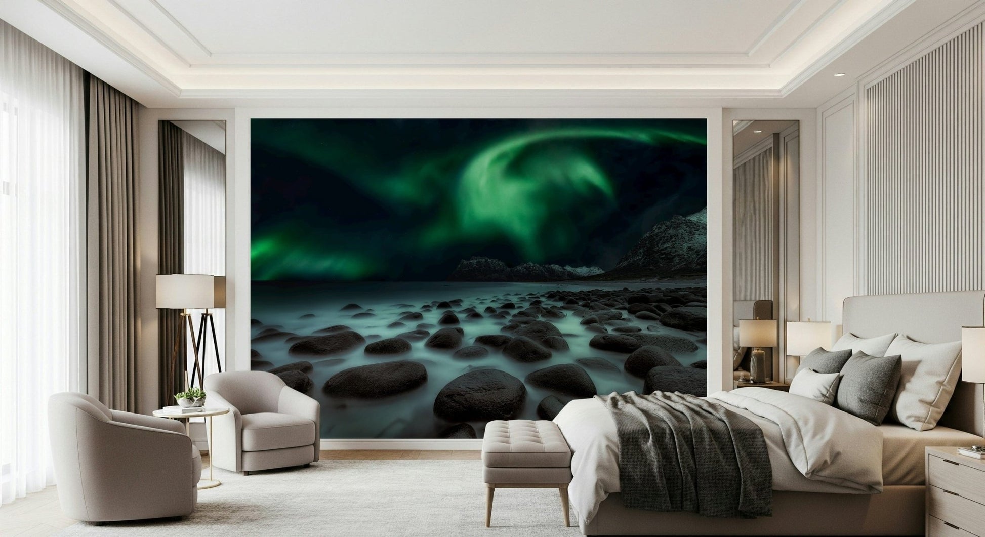 A serene flowing sea wall mural for your decor.