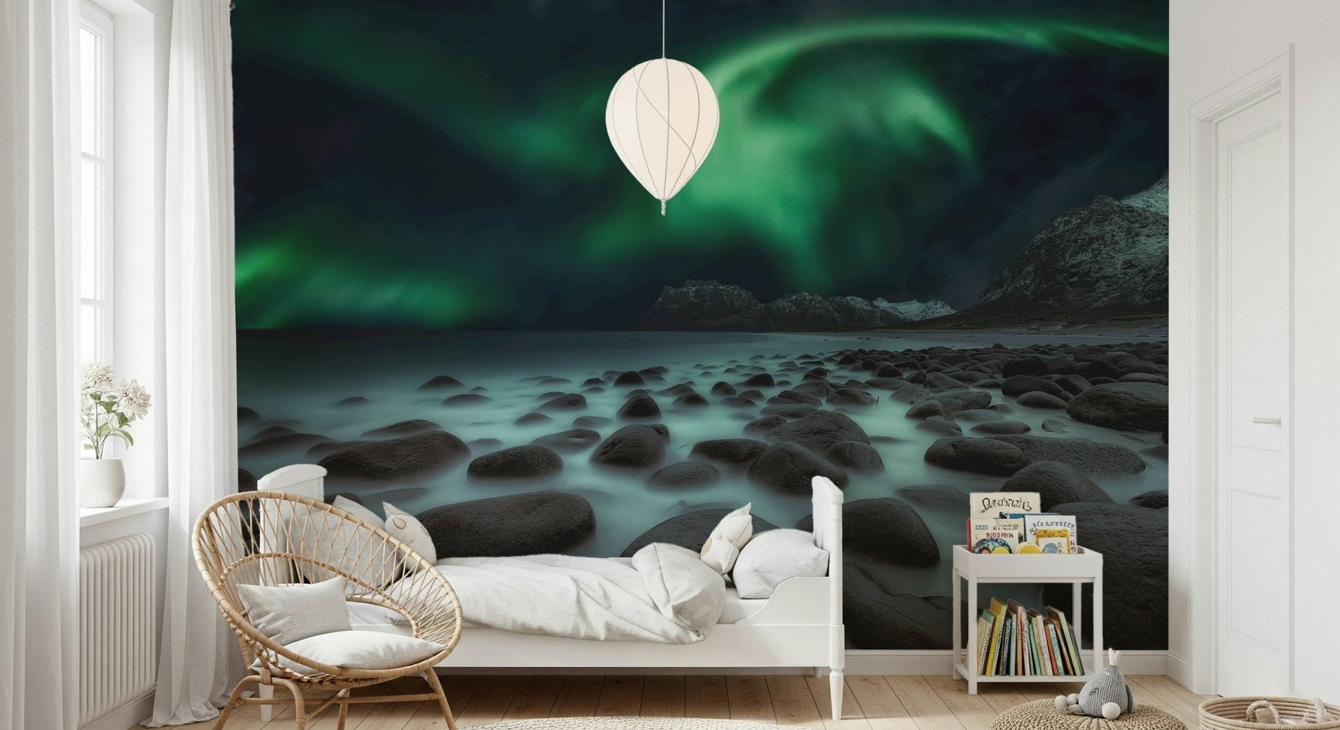 An artistic nature seascape mural for home decor.