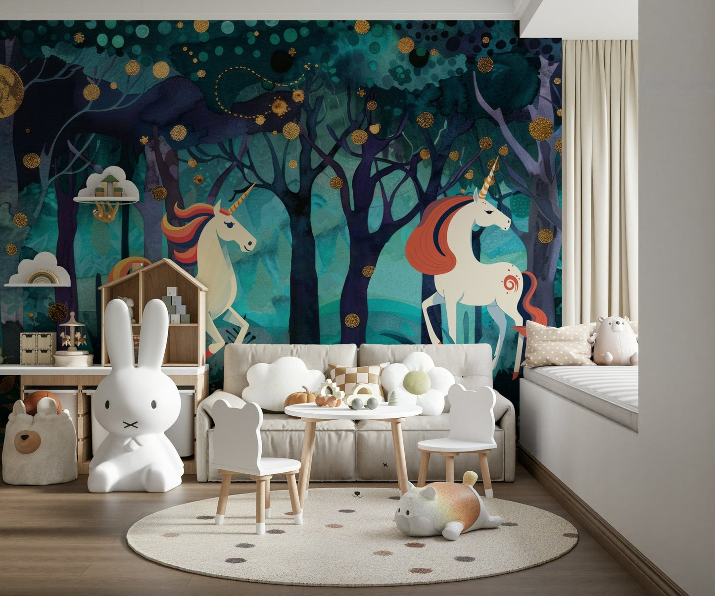 Mystic Unicorns Wall Mural for a sophisticated girl's bedroom