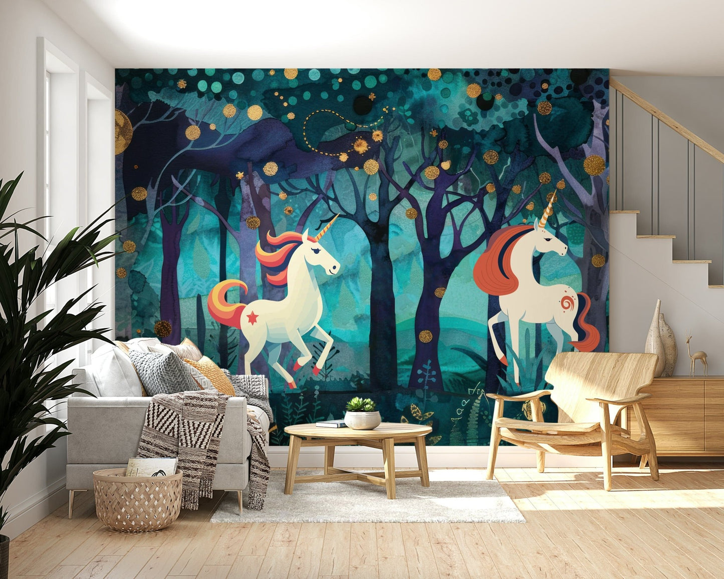 Whimsical animal theme wallpaper for elegant kids room decoration