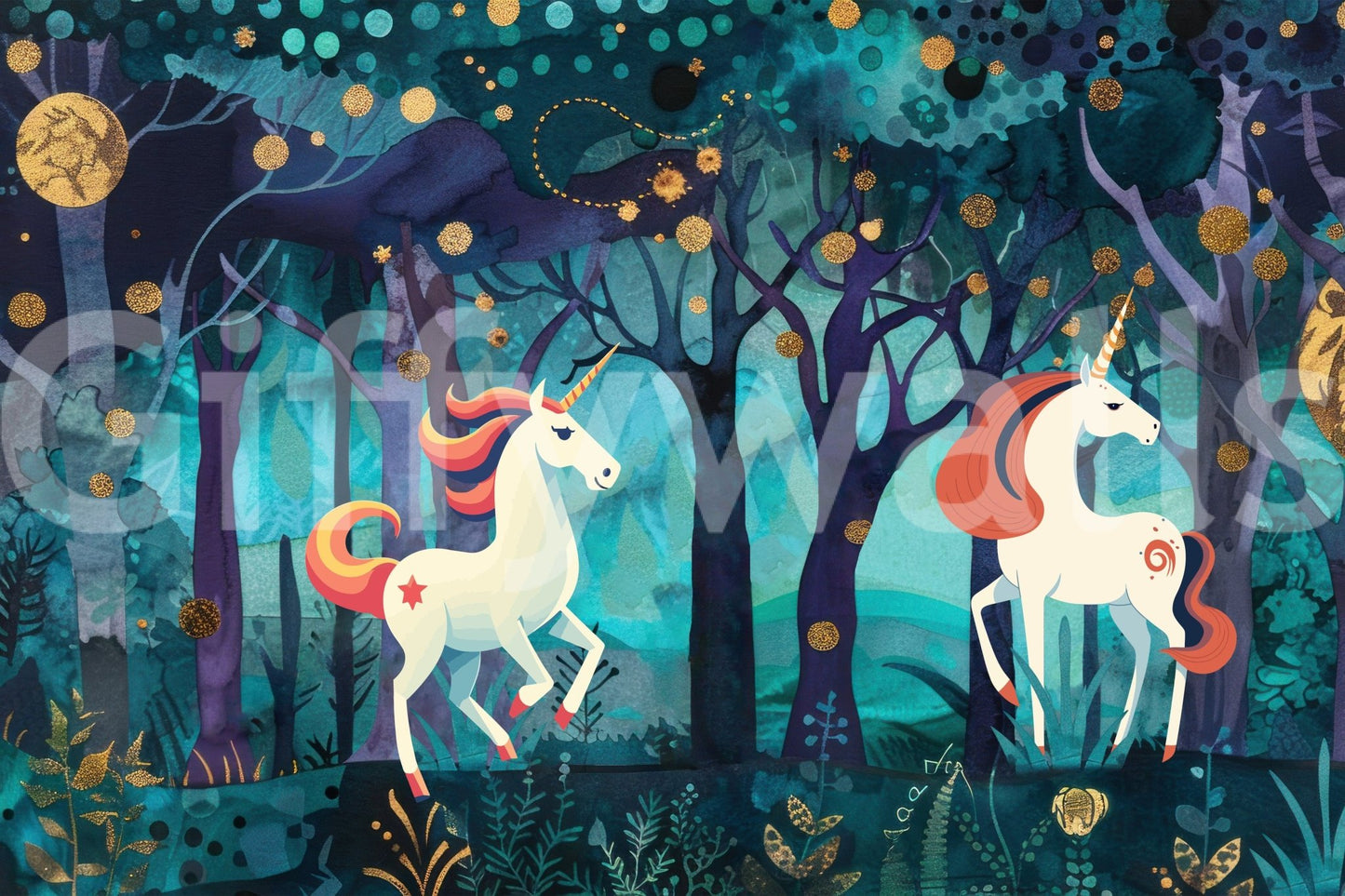 Mystic Unicorns Wall Mural for a primary school activity room