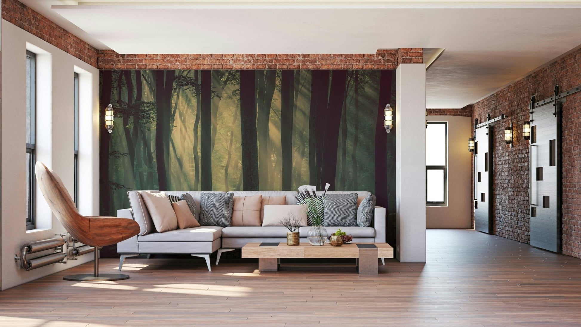 A wall mural of a peaceful forest pattern. GD3674

