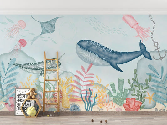 Killer whale swimming in ocean wallpaper