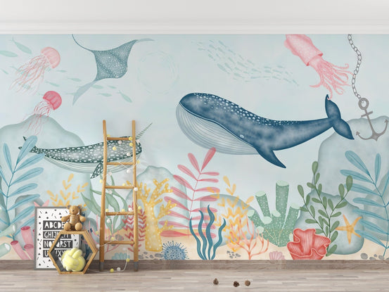 Killer whale swimming in ocean wallpaper, C163
