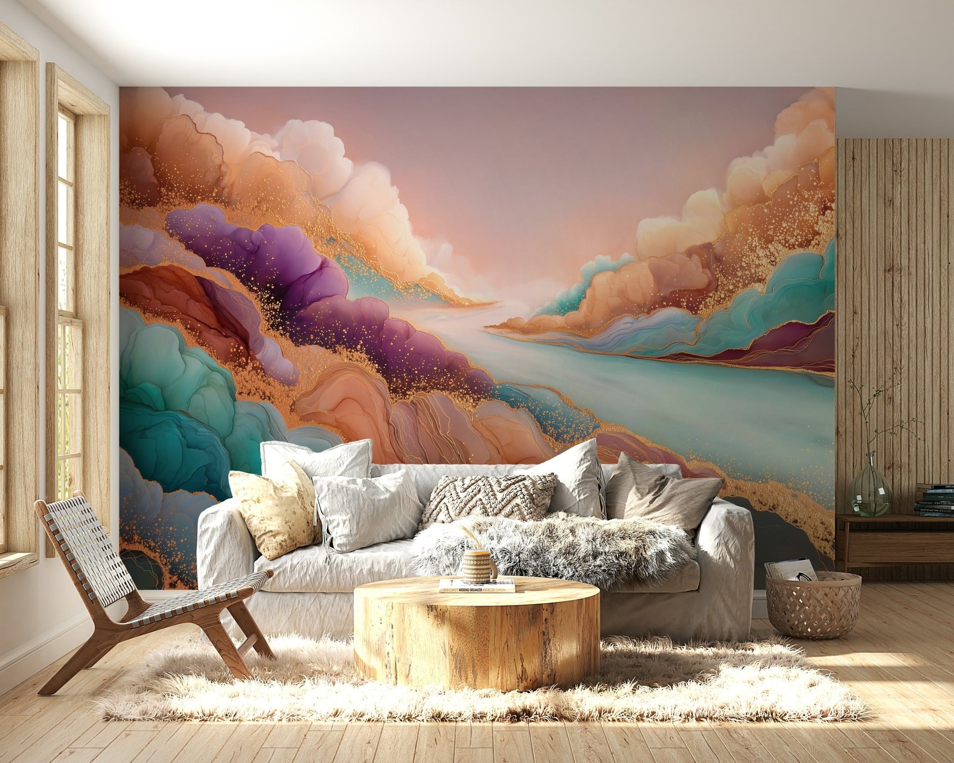 Soft texture wall mural for bedrooms

