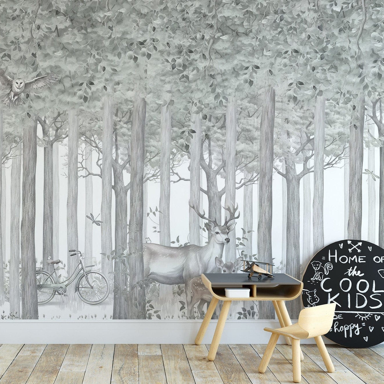 Animal-themed mural for nursery walls, C322
