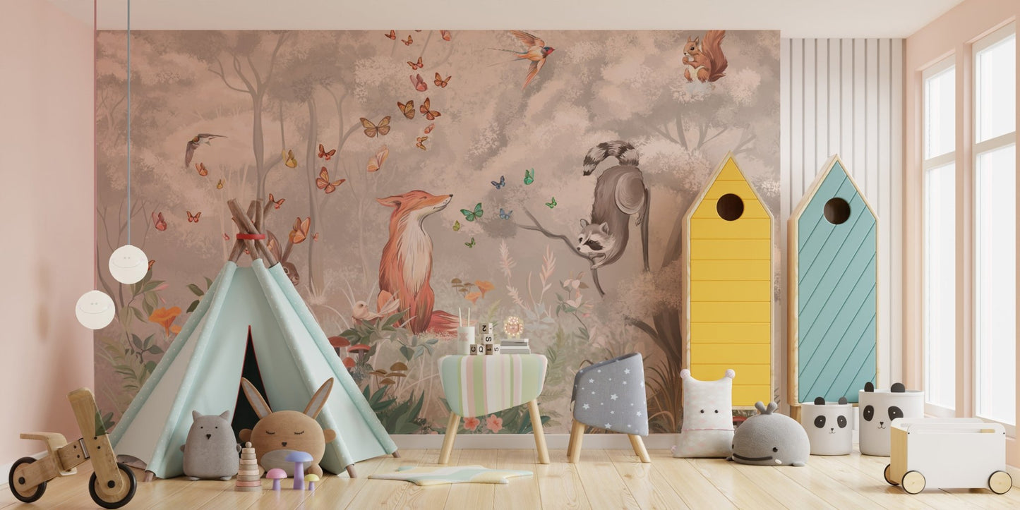 Fox and Rabbit Forest Wallpaper Mural
