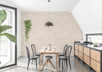 Beige forest friends wallpaper for kids' rooms
