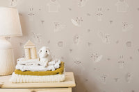 Beige forest friends wall mural for interiors

