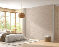 Woodland theme wallpaper in beige tones
