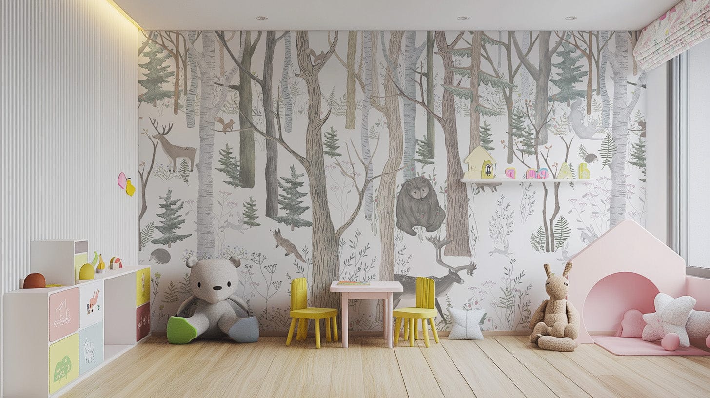 Mystical Forest Scene wallpaper for enchanting kids' rooms, C339
