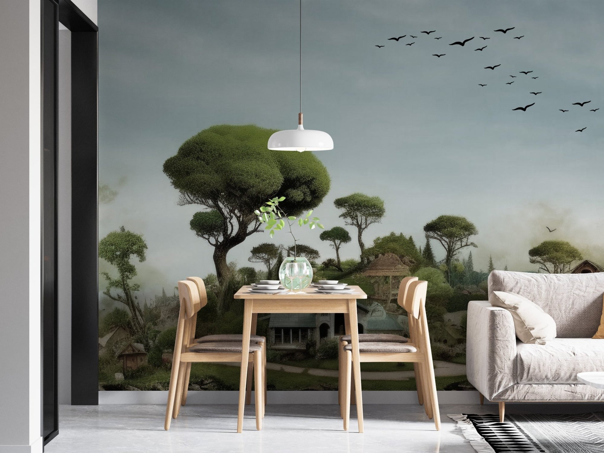 Mystical glade wallpaper mural with enchanting forest scenes, B868