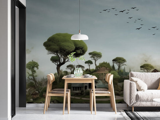 Mystical glade wallpaper mural with enchanting forest scenes, B868